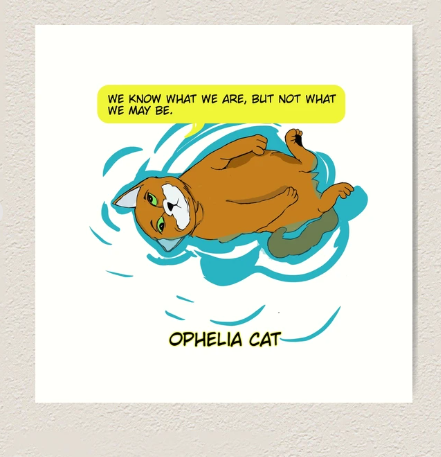 Funny Cat-Lover Gift Romance Literature Shakespeare Art Print