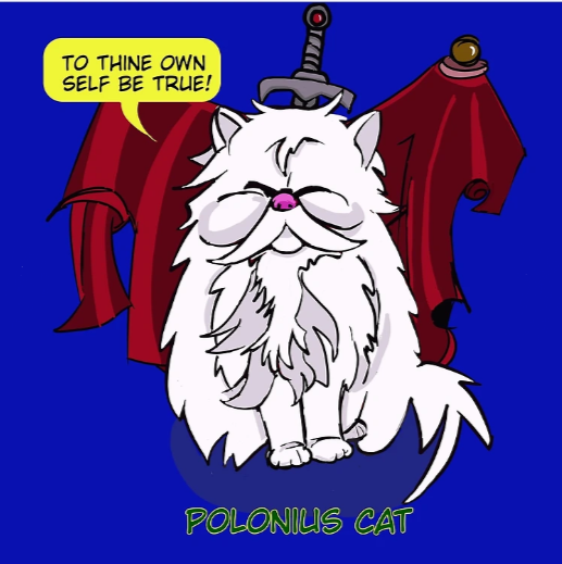 Polonius Cat Greeting Card - Funny Cat Gift for Reader Be Yourself Theatre
